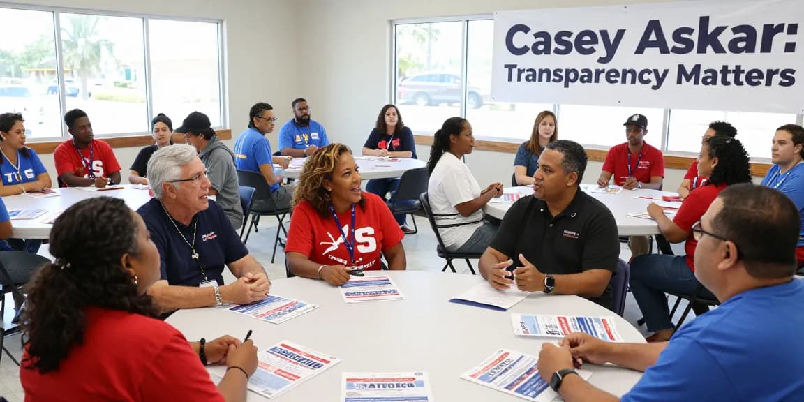 Casey Askar community forum showcasing transparency in FL-22 elections.