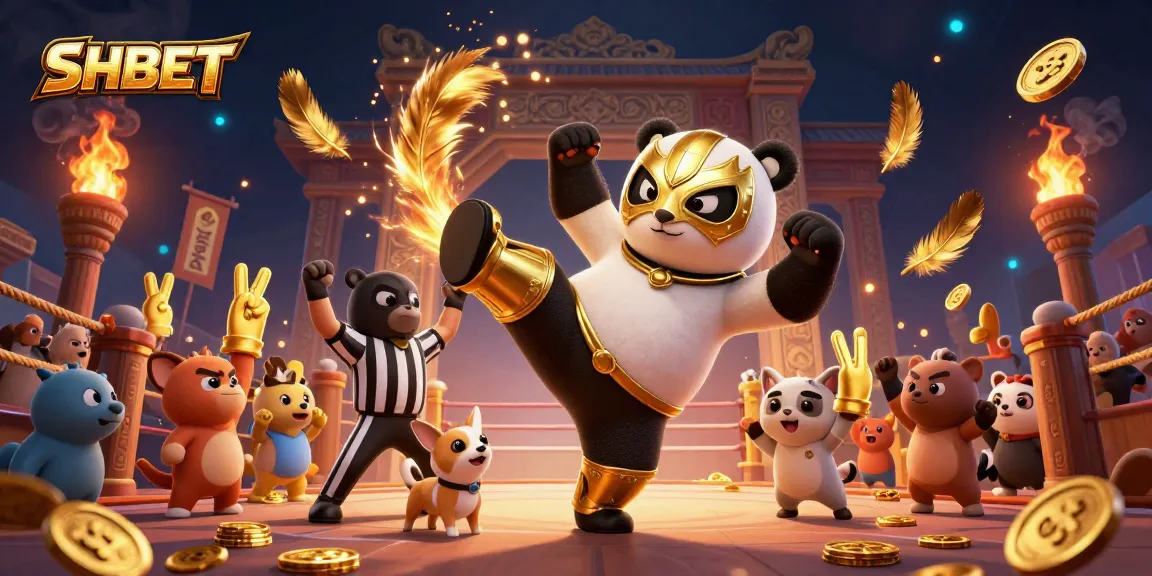 Engage with SHBET in a vibrant 3D casino scene featuring animated excitement and golden elements.