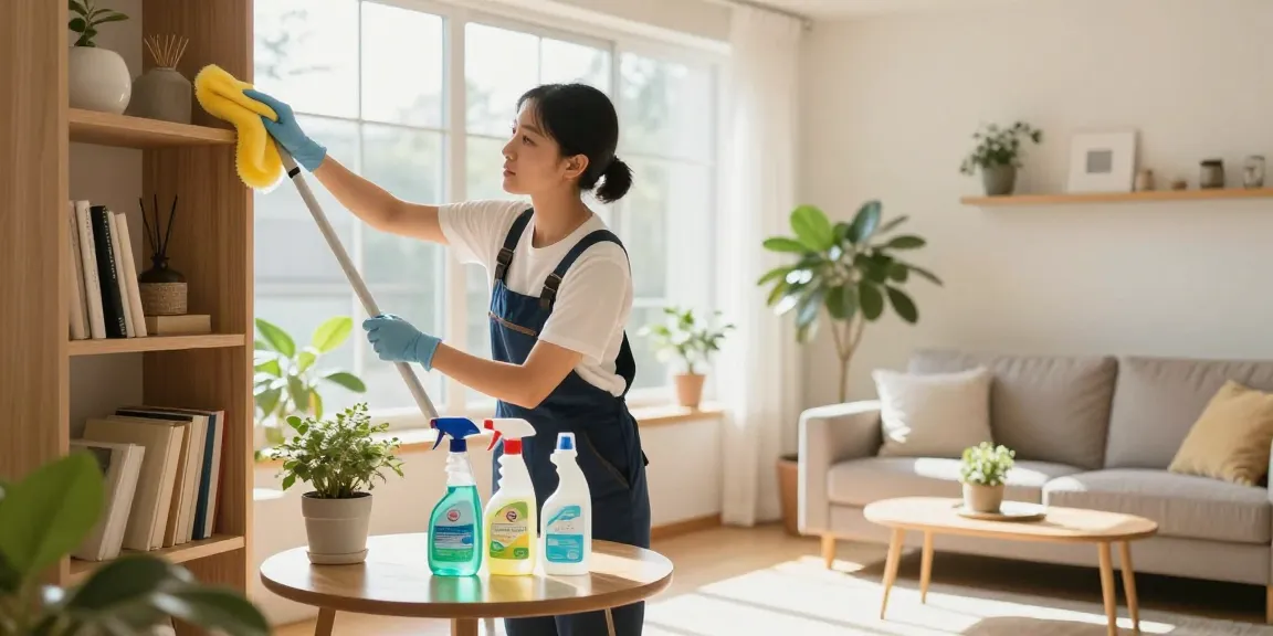 Professional cleaning service in a bright home environment, showcasing reinigungen bern expertise with eco-friendly supplies.