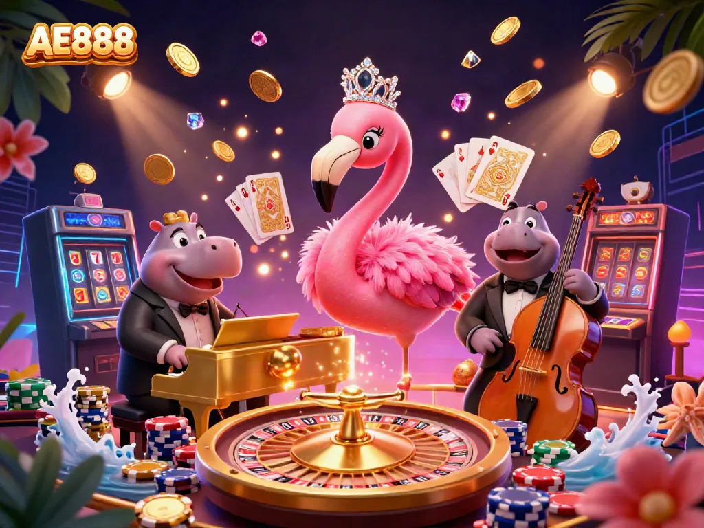 Engage with AE888's vibrant casino atmosphere in a lively musical setting.