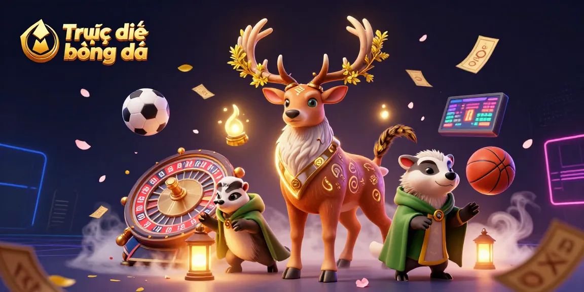 Engage with Trực tiếp bóng đá action featuring dynamic sports elements, betting slips, and cash.