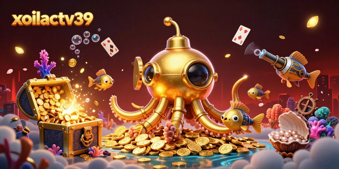 Experience thrilling gameplay with xoilactv39 as the golden kraken submarine dives through a sea of coins and treasure.