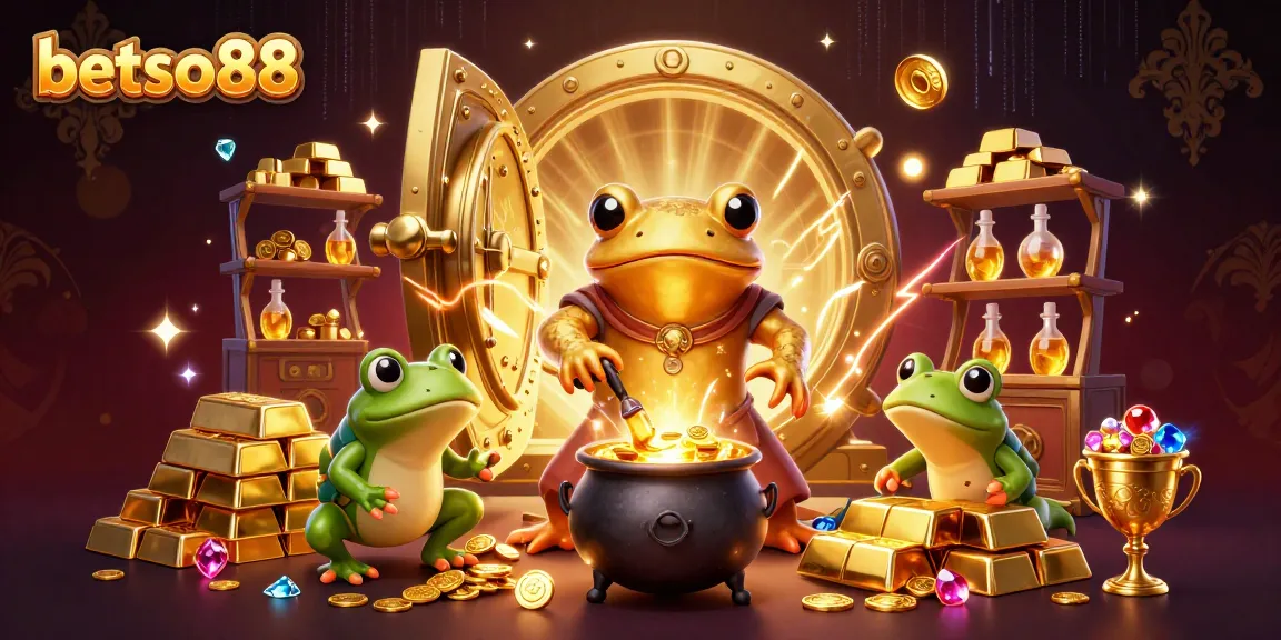 Experience the magic of betso88 with a golden alchemist scene filled with treasures and vibrant casino elements