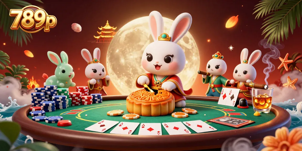 Experience the excitement of 789p as the moon rabbit reveals hidden poker chips on a vibrant lunar backdrop.
