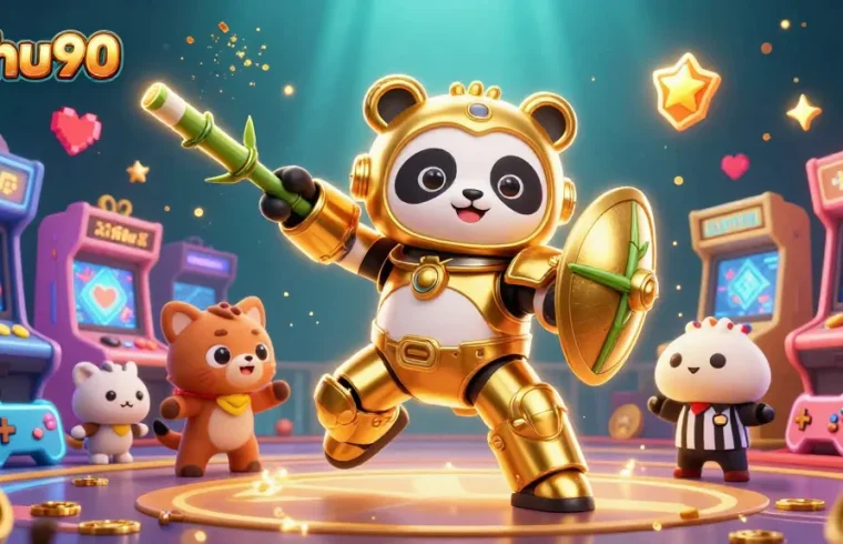 Experience nohu90's thrilling gameplay in a vibrant 3D casino arena with animated characters.