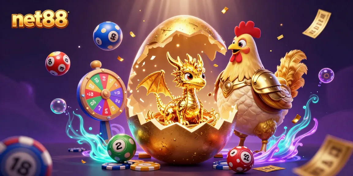 Engage with net88's vibrant online casino scene featuring a golden dragon and exciting games.