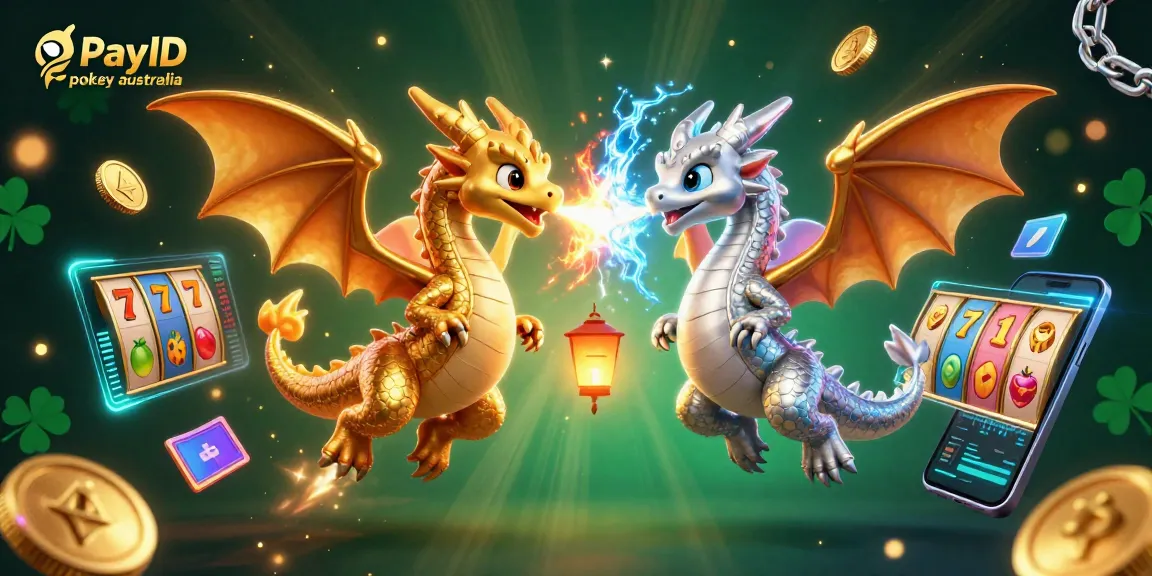 Experience thrilling PayID pokies Australia with vibrant dragons and festive slots in a stunning 3D illustration.