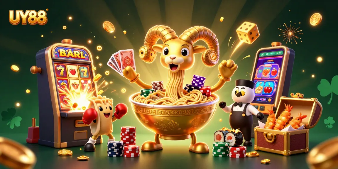 Experience the thrill of UY88 gaming with vibrant characters and jackpot explosions in this dynamic scene.