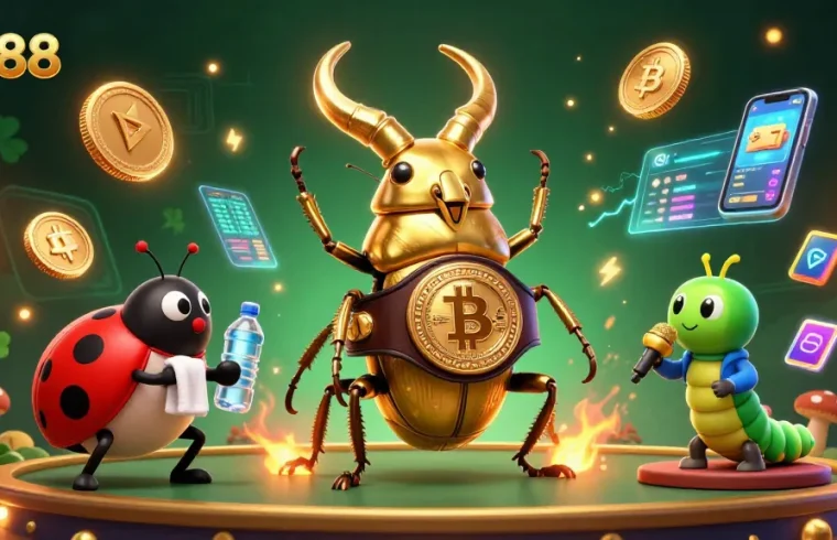 Experience thrilling winnings at GK88 with this exciting 3D illustration of unique characters in a vibrant casino setting.