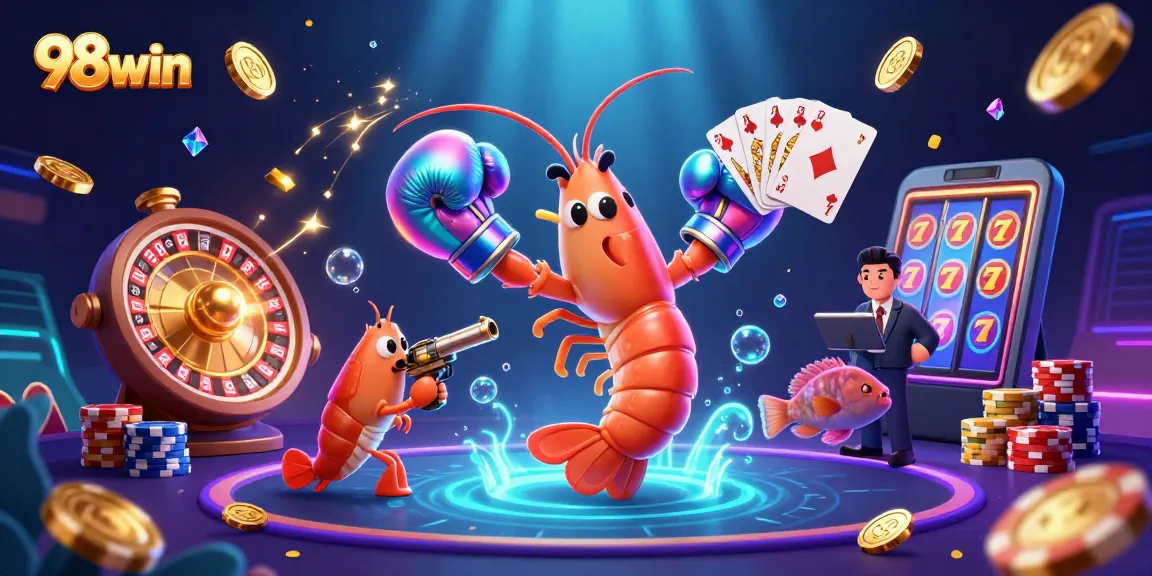 Experience thrilling gameplay with 98win as the shrimp champions spin roulette and jackpot slots.