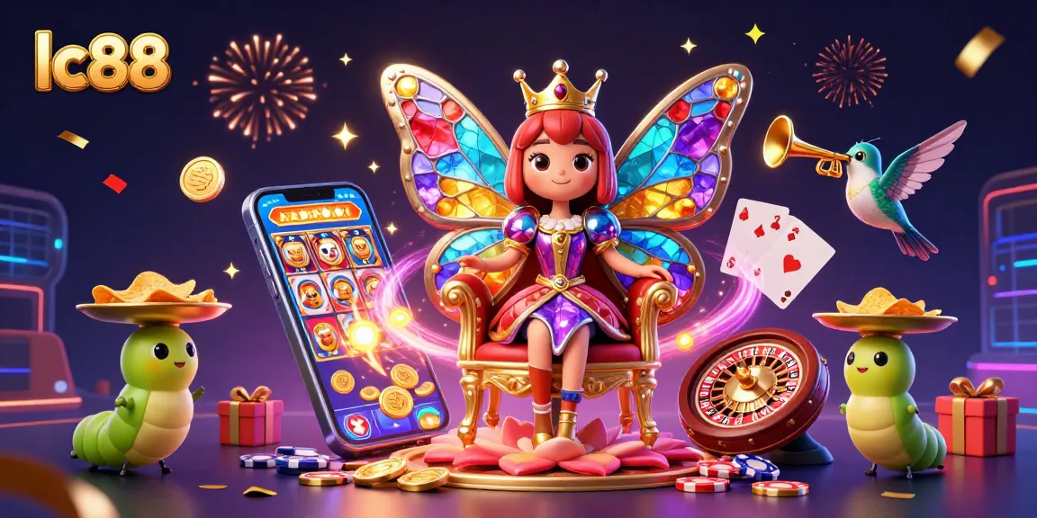 Experience exciting jackpots at lc88 with vibrant casino elements and a magical butterfly queen.